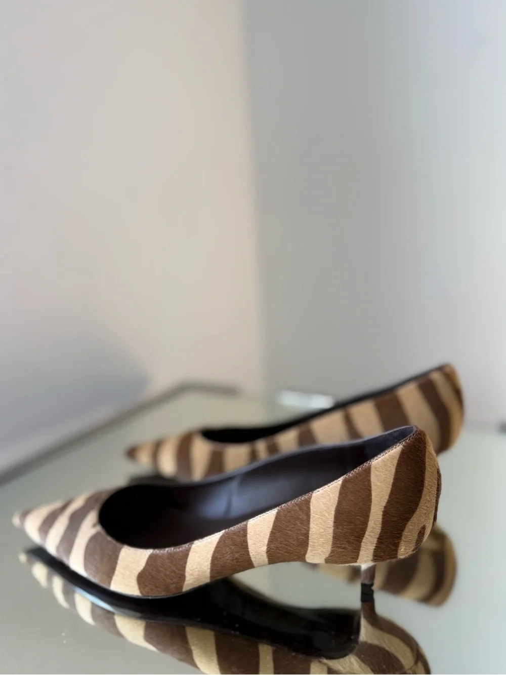 New Jimmy Choo Amelia 35 Chocolate Zebra Printed Pony Pumps $1,095 39.5